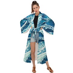Summer Ocean Waves Maxi Kimono by GardenOfOphir
