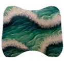 Blue Wave Pattern Velour Head Support Cushion View1