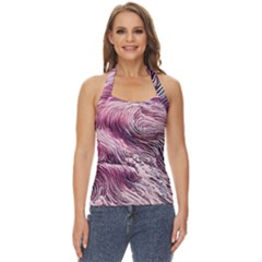 Abstract Pink Ocean Waves Basic Halter Top by GardenOfOphir