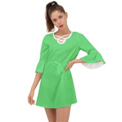 Algae Green	 - 	criss Cross Mini Dress by ColorfulDresses