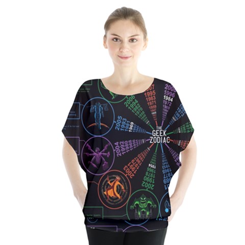 Zodiac Geek Batwing Chiffon Blouse by Jancukart