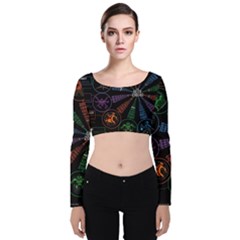 Zodiac Geek Velvet Long Sleeve Crop Top by Jancukart