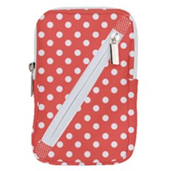 Indian Red Polka Dots Belt Pouch Bag (large) by GardenOfOphir