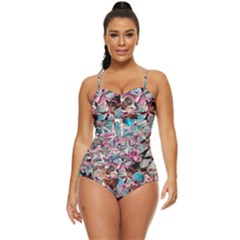 Aqua Blend Retro Full Coverage Swimsuit by kaleidomarblingart