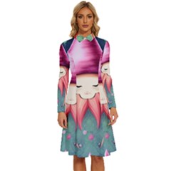 Toadstool Necromancy Mojo Long Sleeve Shirt Collar A-line Dress by GardenOfOphir