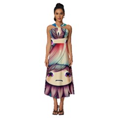 Enchantment Mushrooms Sleeveless Cross Front Cocktail Midi Chiffon Dress by GardenOfOphir