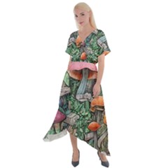 Mushroom Mojo For All Your Magic Spells Cross Front Sharkbite Hem Maxi Dress by GardenOfOphir