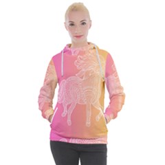 Unicorm Orange And Pink Women s Hooded Pullover by lifestyleshopee