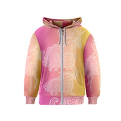 Unicorm Orange And Pink Kids  Zipper Hoodie by lifestyleshopee