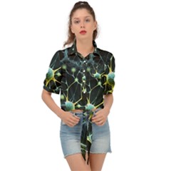 Ai Generated Neuron Network Connection Tie Front Shirt  by Ravend
