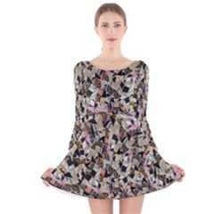 Mystic Geometry Abstract Print Long Sleeve Velvet Skater Dress by dflcprintsclothing