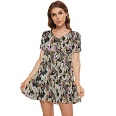 Mystic Geometry Abstract Print Tiered Short Sleeve Babydoll Dress by dflcprintsclothing