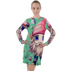 Orest Fairycore Vintagemushroom Long Sleeve Hoodie Dress by GardenOfOphir