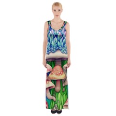 Fairy Mushroom In The Forest Thigh Split Maxi Dress by GardenOfOphir