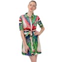 Vintage Forest Mushrooms Belted Shirt Dress View1