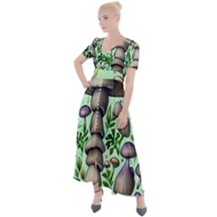 Forest Mushrooms Button Up Short Sleeve Maxi Dress by GardenOfOphir