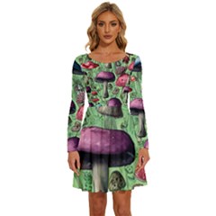 Nature s Delights Long Sleeve Wide Neck Velvet Dress by GardenOfOphir