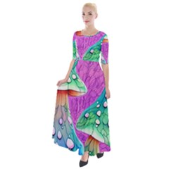 Garden Mushroom Foraging Half Sleeves Maxi Dress by GardenOfOphir