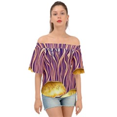 Flowery Garden Mushroom Off Shoulder Short Sleeve Top by GardenOfOphir