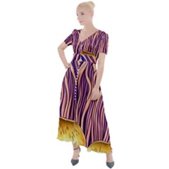 Flowery Garden Mushroom Button Up Short Sleeve Maxi Dress by GardenOfOphir