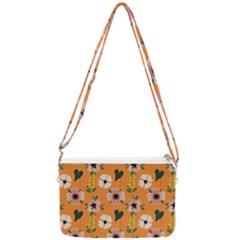 Flower Orange Pattern Floral Double Gusset Crossbody Bag by Dutashop