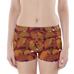 Watercolor Leaves Leaf Orange Boyleg Bikini Wrap Bottoms by Jancukart