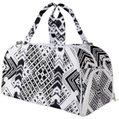 Black And White Modern Texture Seamless Print Fabric Pattern Burner Gym Duffel Bag by Jancukart