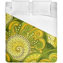 Doodles Patterns Ornament Vector Flowers Green Duvet Cover (california King Size) by Jancukart