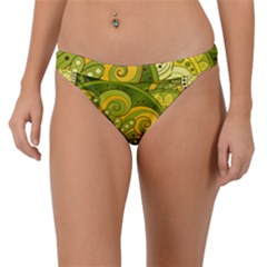 Doodles Patterns Ornament Vector Flowers Green Band Bikini Bottoms by Jancukart
