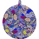 Blue Yellow Background Pattern Vector Texture Paisley Round Trivet View1