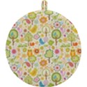 Nature Doodle Art Trees Birds Owl Children Pattern Multi Colored Round Trivet View1