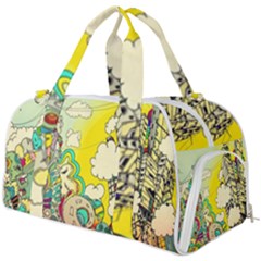 Doodle Wallpaper Artistic Surreal Burner Gym Duffel Bag by Jancukart