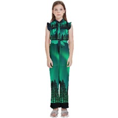 Aurora Northern Lights Phenomenon Atmosphere Sky Kids  Sleeveless Ruffle Edge Band Collar Chiffon One Piece by Jancukart
