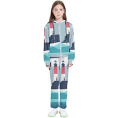 Lighthouse Ocean Nautical Sea Minimal Minimalist Kids  Tracksuit by Pakemis