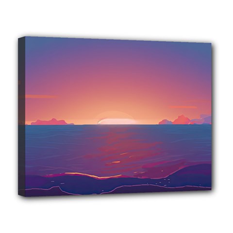 Sunset Ocean Beach Water Tropical Island Vacation Nature Canvas 14  X 11  (stretched) by Pakemis