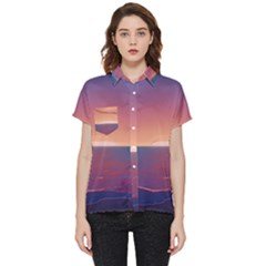 Sunset Ocean Beach Water Tropical Island Vacation Nature Short Sleeve Pocket Shirt