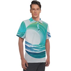 Tsunami Tidal Wave Wave Minimalist Ocean Sea 2 Men s Polo Tee by Pakemis