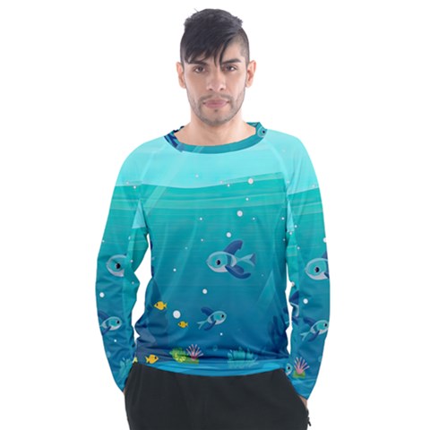 Ai Generated Ocean Sea Fish Aquatic Water Nature 2 Men s Long Sleeve Raglan Tee by Pakemis