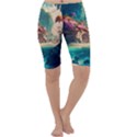 Tropical Island Fantasy Landscape Palm Trees Ocean Cropped Leggings  View1