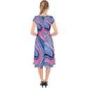 Fluid Abstract Art Cap Sleeve Front Wrap Midi Dress View2