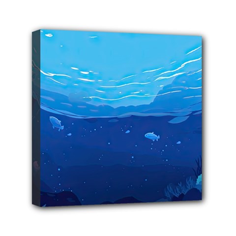Ai Generated Ocean Sea Fish Underwater Water Mini Canvas 6  X 6  (stretched) by Pakemis