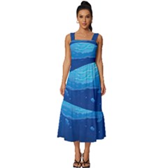 Ai Generated Ocean Sea Fish Underwater Water Square Neckline Tiered Midi Dress by Pakemis