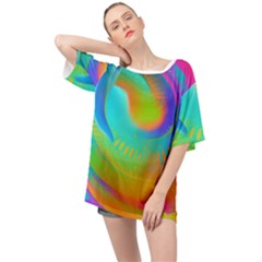 Contemporary Fluid Art Pattern In Bright Colors Oversized Chiffon Top by GardenOfOphir