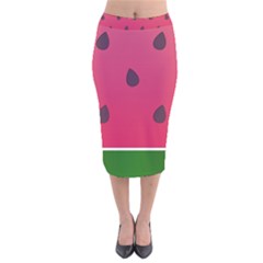 Watermelon Fruit Summer Red Fresh Food Healthy Velvet Midi Pencil Skirt by Wegoenart