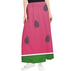 Watermelon Fruit Summer Red Fresh Food Healthy Maxi Chiffon Skirt by Wegoenart