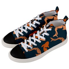 Background Pattern Texture Design Wallpaper Fish Men s Mid-top Canvas Sneakers by Wegoenart