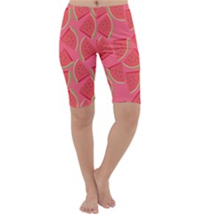 Watermelon Background Watermelon Wallpaper Cropped Leggings  by Wegoenart