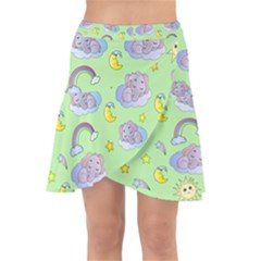 Elephant Sleeping Elephants Background Wrap Front Skirt by Wegoenart