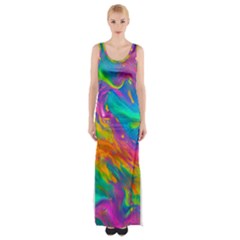 Marble Art Pattern Thigh Split Maxi Dress by GardenOfOphir