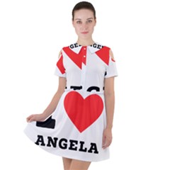 I Love Angela  Short Sleeve Shoulder Cut Out Dress  by ilovewhateva